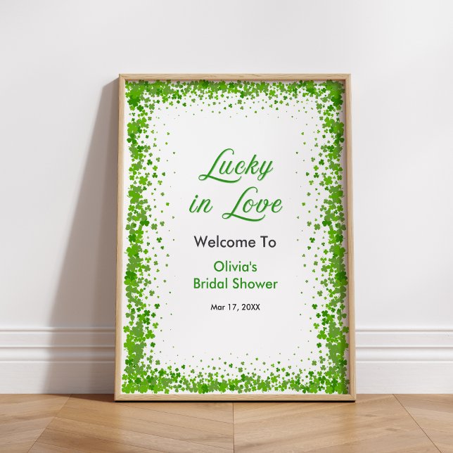 St. Patricks Glücklich Verliebt Brautparty Willkom Poster (St Patrick's Lucky in Love Bridal Shower Welcome Sign  )