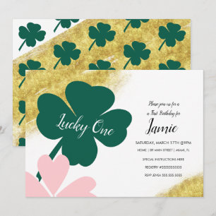St. Patricks Glücklicher 1. Geburtstag Grün Pink G Einladung