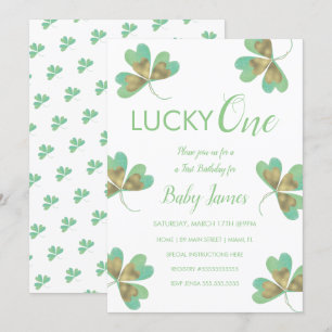 St. Patricks Glücklicher 1. Geburtstag Shamrocks Einladung
