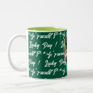 St. Patricks Glückstag Süße Katze Koboldhut, Zweifarbige Tasse