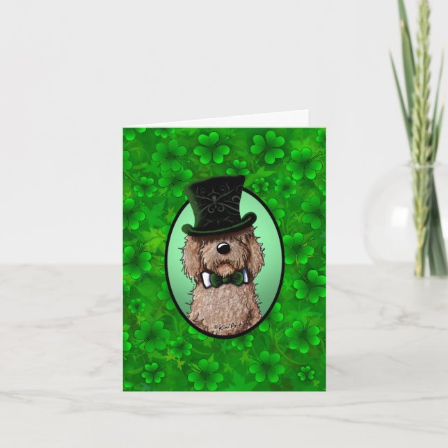 St. Patrick's Goldendoodle Karte (Vorderseite)