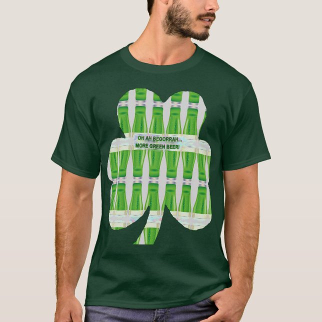 St. Patrick's Green Beer Kleeblatt Pattern T - Shi T-Shirt (Vorderseite)