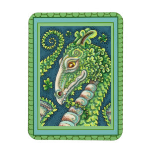 ST. PATRICK'S GREEN KLEEBLATT DRAGON, IRISH FANTAS MAGNET