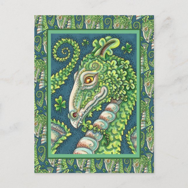 ST. PATRICK'S GREEN KLEEBLATT DRAGON, IRISH FANTAS POSTKARTE (Vorderseite)