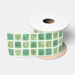 St. Patrick's Hand Drawn Icons ID635 Satinband