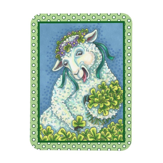ST. PATRICK'S IRISH EWE & KLEEBLATTS MAGNET (Vertikal)