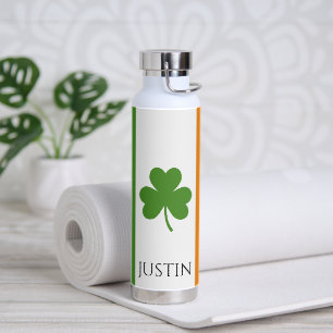 St Patrick's Irish Flag w Kleeblatt Personalisie Trinkflasche