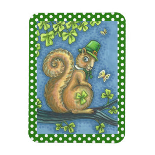 ST. PATRICK'S IRISH LEPRECHAUN SQUIRREL MAGNET