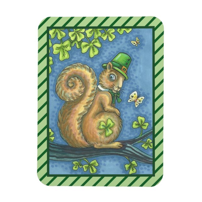 ST. PATRICK'S IRISH LEPRECHAUN SQUIRREL MAGNET (Vertikal)