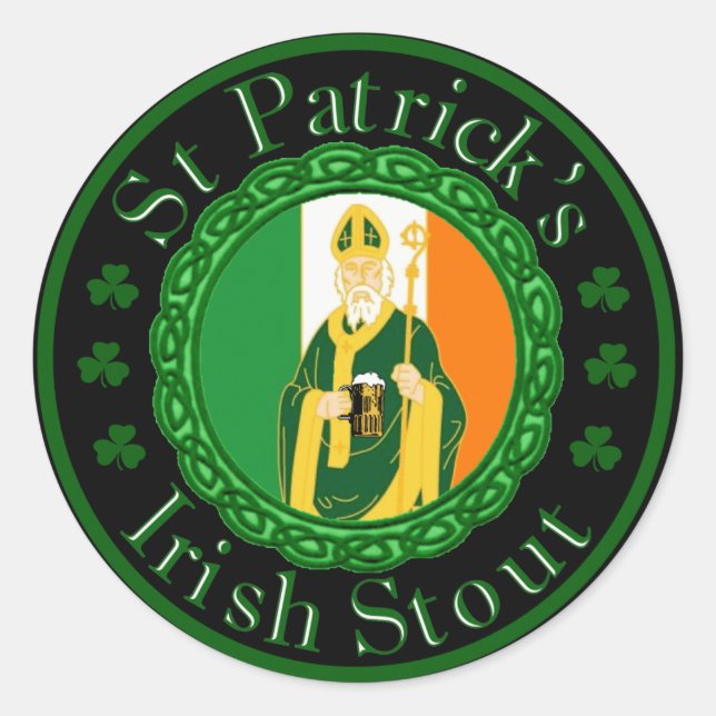 St. Patrick's Irish Stout Runder Aufkleber (Vorderseite)