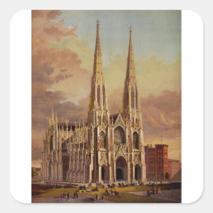 St. Patricks Kathedrale in Midtown Manhattan Quadratischer Aufkleber