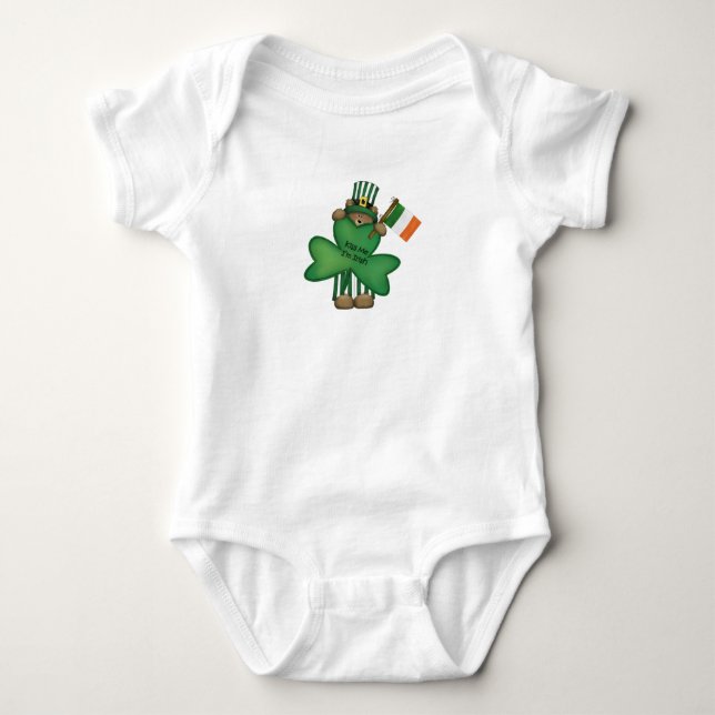 St Patrick's Kiss Me Irish Teddy Bear Baby Romper Baby Strampler (Vorderseite)