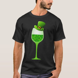 St Patricks Kleeblatt Hat Weinglas trinken T-Shirt
