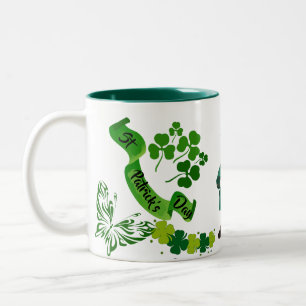 St Patricks Kobold Schmetterling Glück Kleeblätter Zweifarbige Tasse
