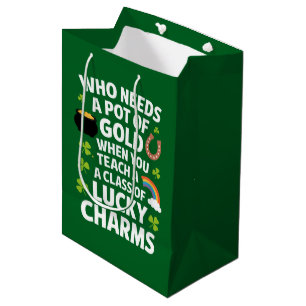 St Patricks Lehrer Lucky Charm Clover Irisch  Mittlere Geschenktüte