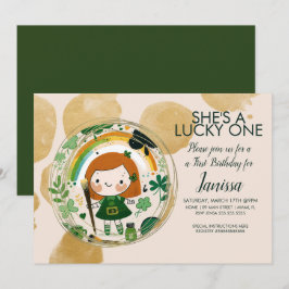 St. Patricks Lucky Birthday Girl Kleeblatt Artist Einladung