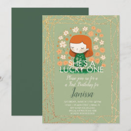 St Patricks Lucky Birthday Girl Kleeblatt Glitzer Einladung