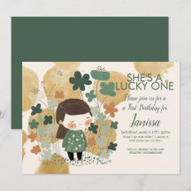 St. Patricks Lucky Birthday Girl Kleeblatt Gold