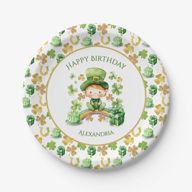 St Patricks Lucky Eins Erstgeburtenpapier-Platte Pappteller (Vorderseite)