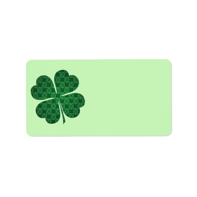 St Patricks Lucky Four Leaf Green Clover Pattern Adressaufkleber (Vorne)