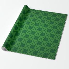 St Patricks Lucky Four Leaf Green Clover Pattern Geschenkpapier