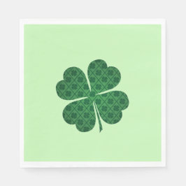 St Patricks Lucky Four Leaf Green Clover Pattern Serviette