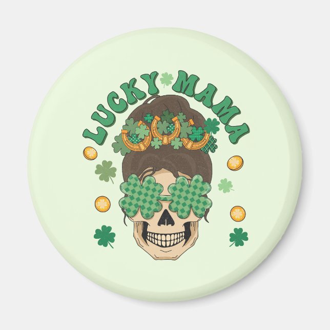 St. Patrick's Lucky Mama Skeleton Magnet (Vorne)