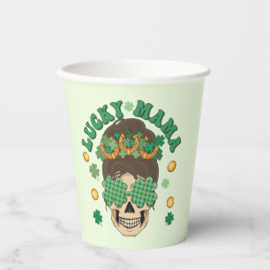 St. Patrick's Lucky Mama Skeleton Pappbecher
