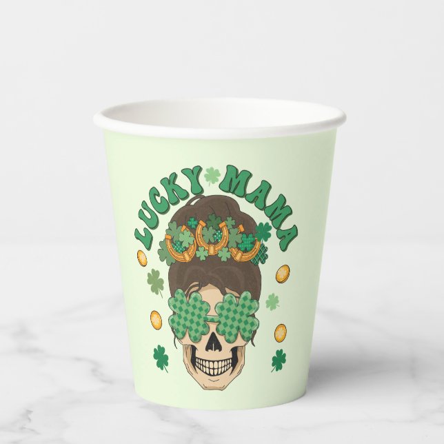 St. Patrick's Lucky Mama Skeleton Pappbecher (Vorderseite)