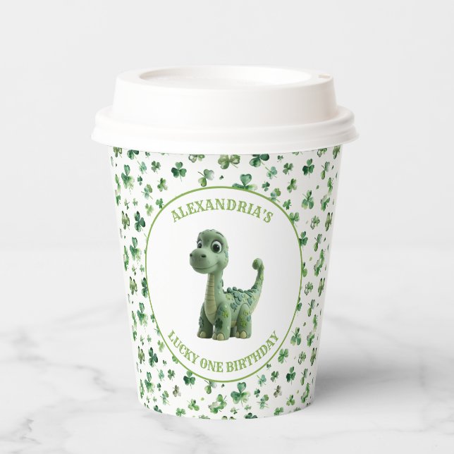 St Patricks Lucky One Dinosaur Paper Cup Pappbecher (Vorderseite)