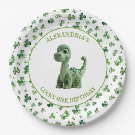 St Patricks Lucky One Dinosaur Papierplatte Pappteller