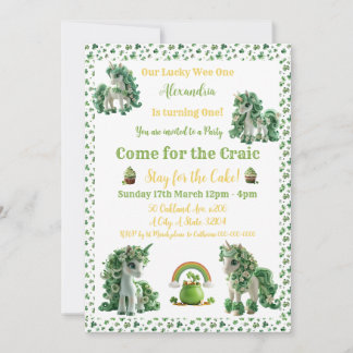 St Patricks Lucky One Einhorn Einladung