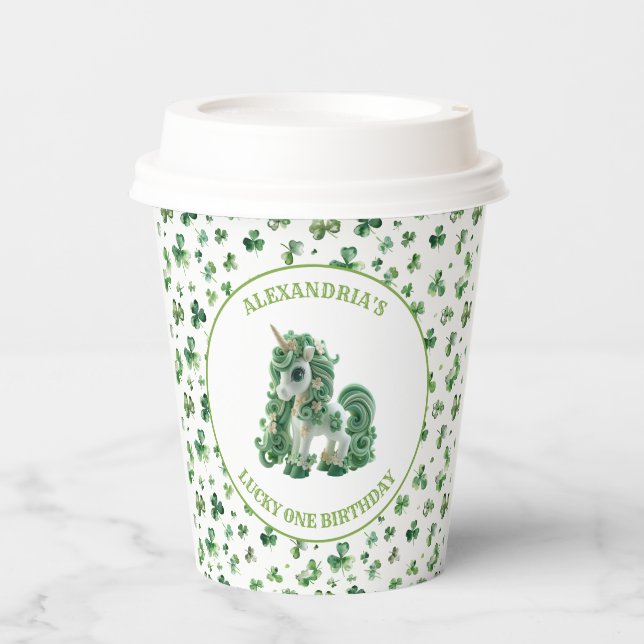 St Patricks Lucky One Einhorn Paper Cup Pappbecher (Vorderseite)