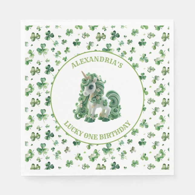 St Patricks Lucky One Einhorn Paper Napkins Serviette (Vorderseite)