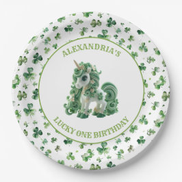 St Patricks Lucky One Einhorn Papierplatte Pappteller