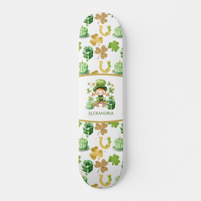 St Patricks Lucky One Geburtstag Skateboard (Vorne)