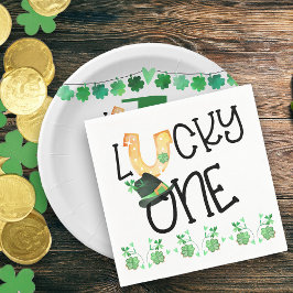 St Patricks Lucky One Horseshoe und Kleeblatt Part Serviette