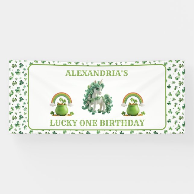 St Patricks Lucky One Unicorn Banner (Horizontal)