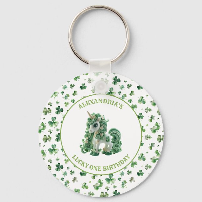 St Patricks Lucky One Unicorn Schlüsselanhänger (Vorderseite)