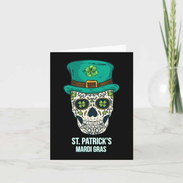 St. Patricks Mardi Gras Skull Geschenk Karte (Vorderseite)