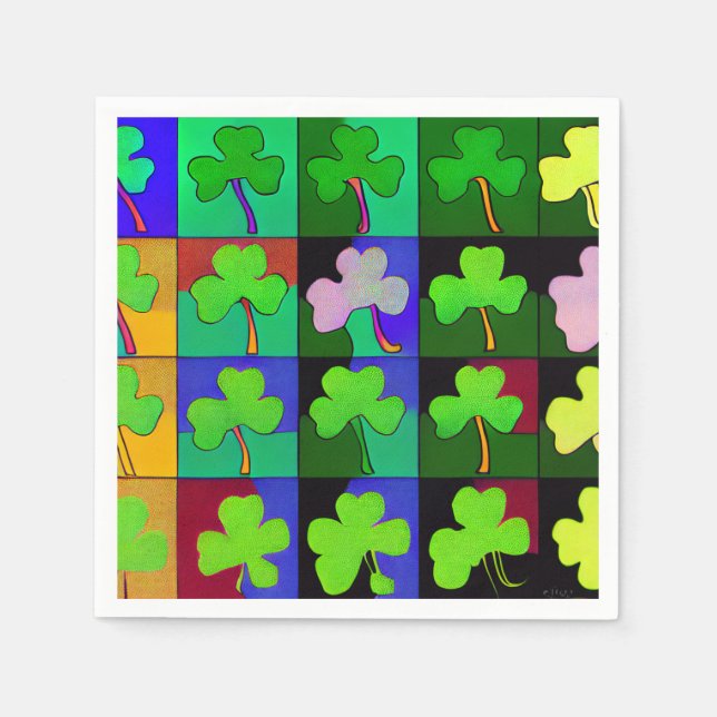 St. Patricks Napkins mit Kleeblättern 2 Serviette (Vorderseite)