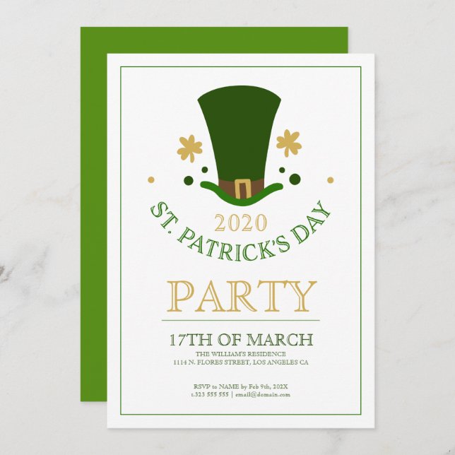 St.Patricks-Party Einladung (Vorne/Hinten)