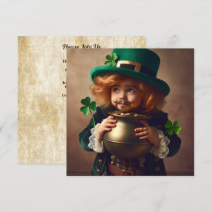 St. Patricks Party Irisches Kind Goldtopf Quadrat Einladung
