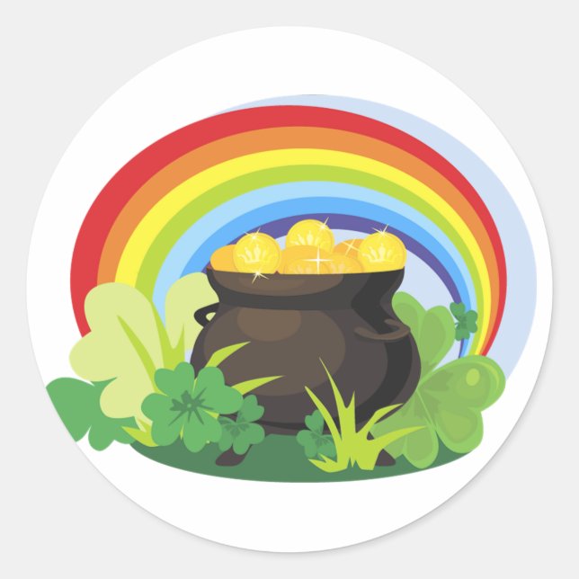 St. Patrick's Pot-o-Gold Runder Aufkleber (Vorderseite)