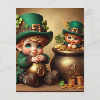 St Patrick's Pot of Gold Boy Leprechaun Einladung Flyer