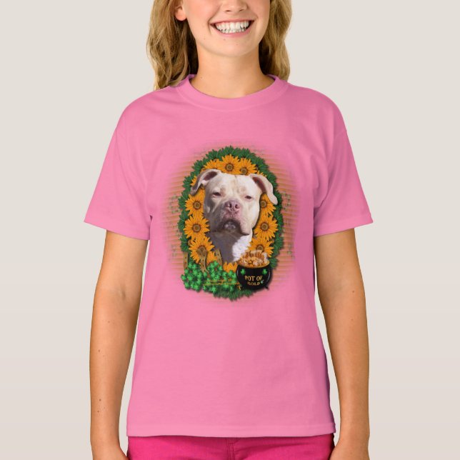 St Patricks - Pot of Gold - Pitbull - Jersey Girl T-Shirt (Vorderseite)