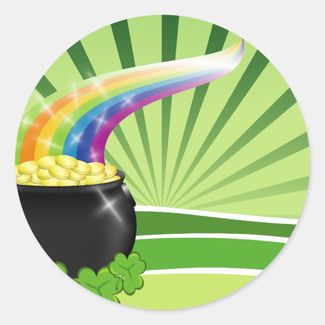 St.Patrick's Pot of Gold Runder Aufkleber (Vorderseite)