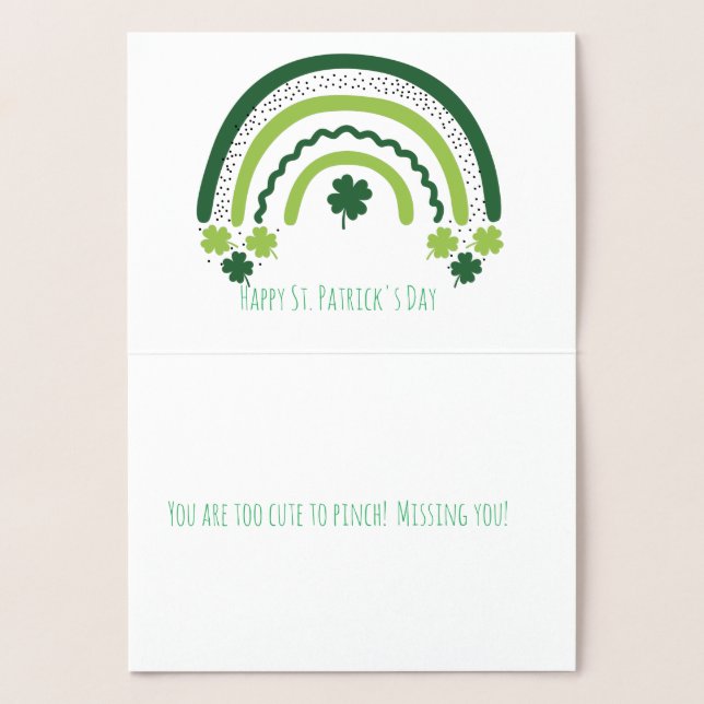 St. Patrick's Rainbow Happy Whimsical Kleeblatt Folienkarte (Innenseite)