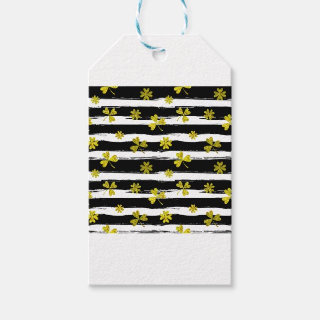 st patricks schwarz weiß klee geschenkanhänger (Vorderseite)