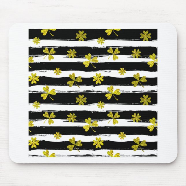 st patricks schwarz weiß klee mousepad (Vorne)